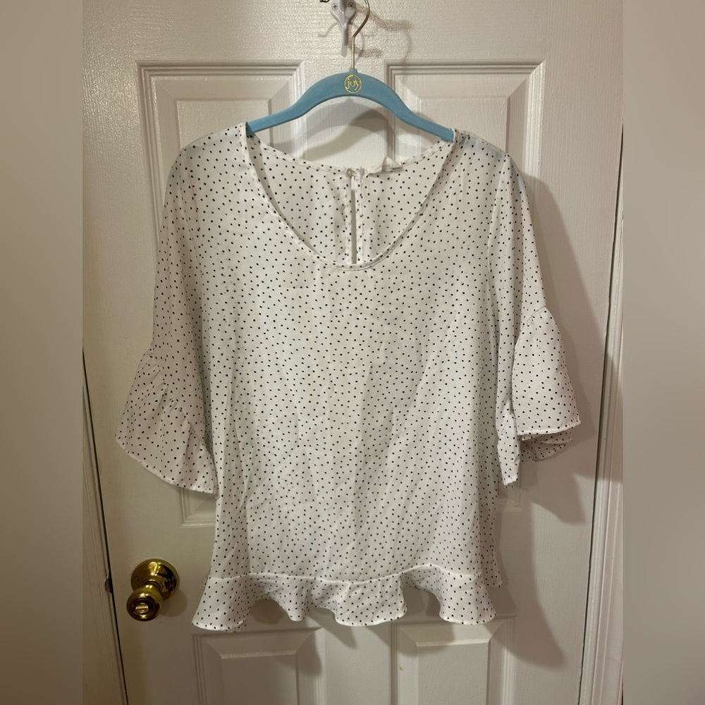 Sienna Sky White Black Polk a Dot Blouse
